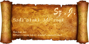Széplaki József névjegykártya